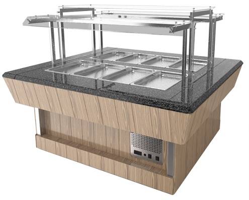 Прилавок холодильный Refettorio (шведский стол сдвоенный) RС41S2 каменная столешница для 4хGN1/1