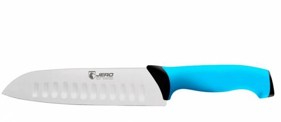 Нож кухонный Сантоку TR 18 см Jero синяя рукоять 4818TRB