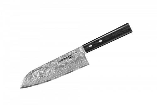 Нож кухонный Сантоку 175мм Samura 67 дамасская сталь 67 слоев, ABS пластик SD67-0094/K