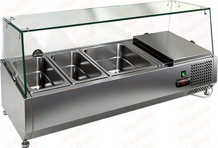 Витрина холодильная настольная Hicold VRTG 1000 для стола PZE3 вместимость 2GN1/3+GN1/2