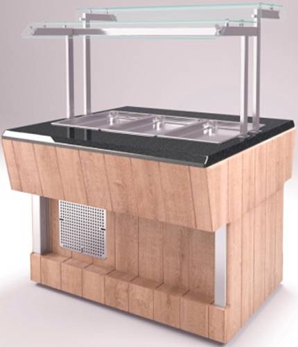 Прилавок холодильный Refettorio (шведский стол островной) RС41S каменная столешница для 2хGN1/1