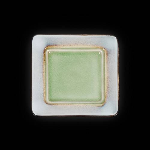 Тарелка квадратная190х190мм декоративная Corone Tesoro серый+зеленый HL479250green фк0412