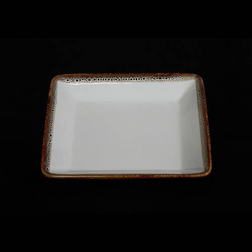 Блюдо квадратное 226х226мм фарфор Provence белый с коричневой каймой HM30166-9 фк3002