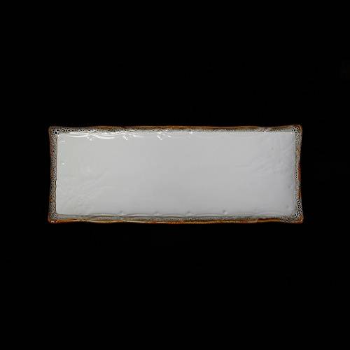Блюдо прямоугольное 305х125мм фарфор Provence белый с коричневой каймой  фк3056