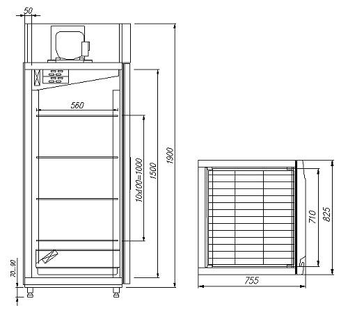 Шкаф холодильный для сыра и мяса Carboma PRO M700GN-1-G-MHC 9005 черный