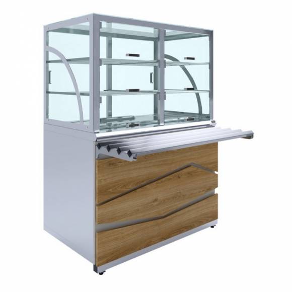 Прилавок холодильный Zigzag Luxstahl ПХК (С)-1200 Premium  (камень) + столешница