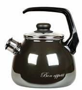 Чайник 3л эмаль сферич. "Bon Appetit" со свистком цвет мокрый асфальт 1RC12  /4/ Чайник 3л эмаль сферич. "Bon Appetit" со свистком цвет мокрый асфальт 1RC12  /4/
