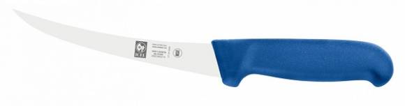Нож обвалочный 150/280 мм. изогнутый (узкое жесткое лезвие) синий Poly Icel 24600.3856000.150