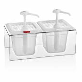 Диспенсер для соуса 2 GN 1/6 h=150 мм. 2 л. на подставке, с дозатором (25 мл), п/п, GP 76910 Диспенсер для соуса 2 GN 1/6 h=150 мм. 2 л. на подставке, с дозатором (25 мл), п/п, GP 76910