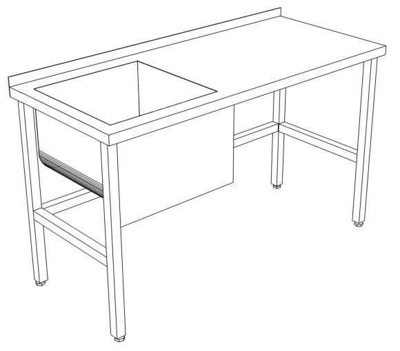 СПВМ стол производственный с ванной моечной 1500*900*850 гл.350 мм с бортом
