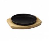 Сковорода чугун 185мм на деревянной подставке Luxstahl 