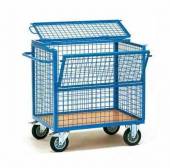 Тележка для белья ТБ17.4 ОЛДАК сетчатая, 350л, платформа МДФ, откидная дверь, крышка, г/п 150кг