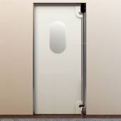 Дверь маятниковая одностворчатая с фиксацией полотна МДО(ф)-1000.2100-40-Пр-(RAL9003/RAL9003, Рама