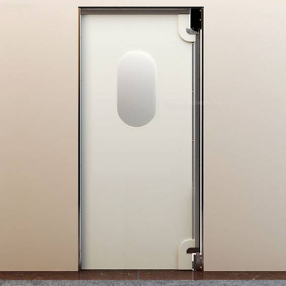 Дверь маятниковая одностворчатая с фиксацией полотна МДО(ф)-1000.2100-40-Пр-(RAL9003/RAL9003, Рама