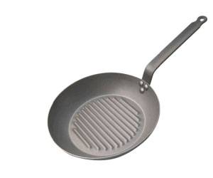 Сковорода-гриль 300мм белая сталь индукция De Buyer "Carbone Steel" 5530.30