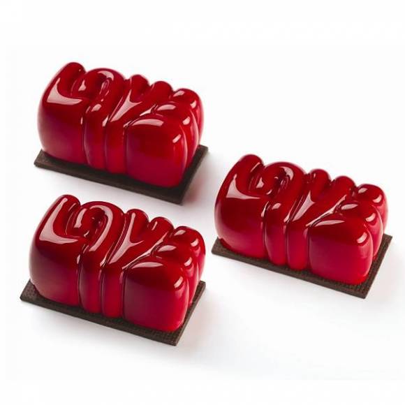 Форма силиконовая PAVOFLEX для пирож. 3D "LOVE" 80х43мм h36мм, 90мл, 15 ячеек Pavoni PX4363S