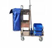 Тележка для уборки ТУ4.1 ОЛДАК полка, 2 емкости нерж., мешок 60л Тележка для уборки ТУ4.1 ОЛДАК полка, 2 емкости нерж., мешок 60л