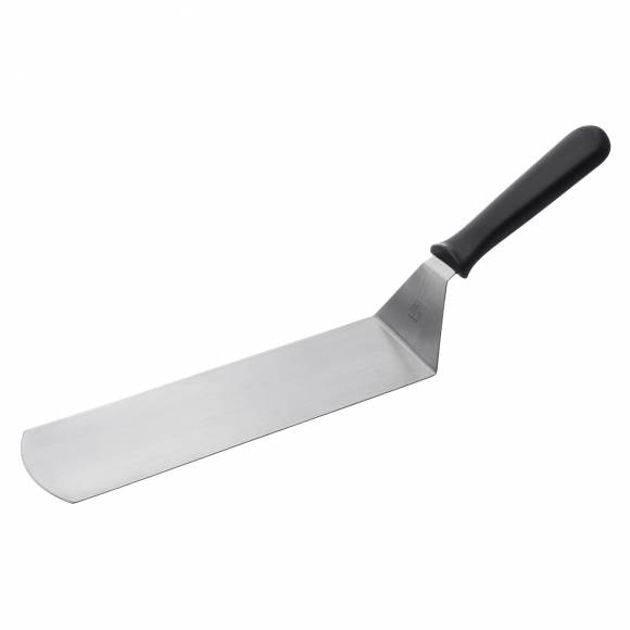 Лопатка 41 см. изогнутая раб. часть 25*7,5 см. нерж. с пластик. ручкой черная MGprof 80946