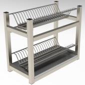 Полка для сушки тарелок 2-х уровневая 500*300*500 (НЕРЖ) с поддоном