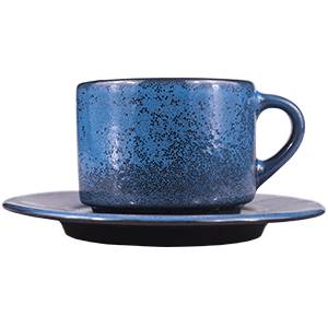 Пара чайная «Млечный путь голубой» 200мл D=150 50мм фарфор черный голуб. ФРФ88802364 /1/12/