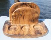 Салфетница деревянная с тремя выемками под специи Салфетница деревянная с тремя выемками под специи