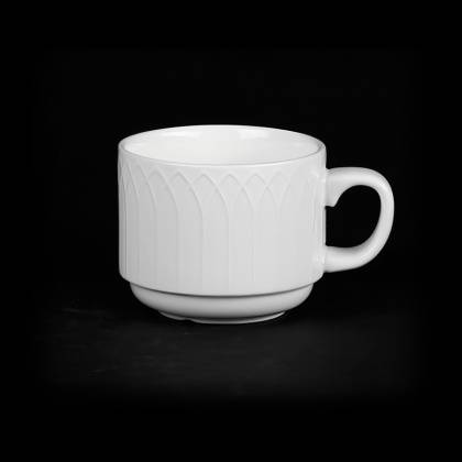 Чашка чайная 225мл 80х65мм с орнаментом Corone Palazzo фарфор белый LQ-QK15068C фк070