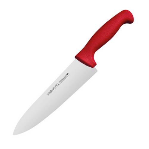 Нож поварской «Проотель» AS00301-04Red; сталь нерж., пластик; L=340/200, B=45мм; красный, металлич.