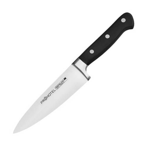 Нож поварской «Проотель» AG00801-01; сталь нерж., пластик; L=285/150, B=40мм; черный, металлич.