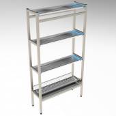 Стеллаж для сушки терелок и стаканов 4-х уровневый (3 Ст+1 Тар) 900*300*1700 (НЕРЖ)