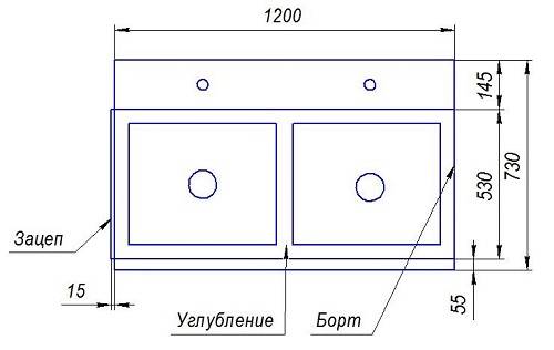 ВМ2 Ванна моечная 2-секционная 1200*730*850мм гл. 300, углубление, зацеп (слева/справа) ВМ2 Ванна моечная 2-секционная 1200*730*850мм гл. 300, углубление, зацеп (слева/справа)