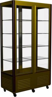 Шкаф холодильный кондитерский D4 VM 800-1 (R800C Люкс коричнево-золотой, 1/2, INOX) 2 дв,стекл полки Шкаф холодильный кондитерский D4 VM 800-1 (R800C Люкс коричнево-золотой, 1/2, INOX) 2 дв,стекл полки