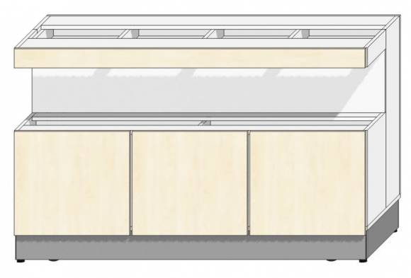 RD2 МОНТ(п) 1200х800х862 Модуль-основа с нишей для тарелок Пристенная+колесная база