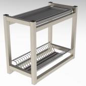 Полка для сушки тарелок и стаканов 2-х уровневая 500*300*500 (нерж)