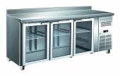 Стол холодильный 3-дверный COOLEQ GN3200TNG с бортом, стеклянные двери