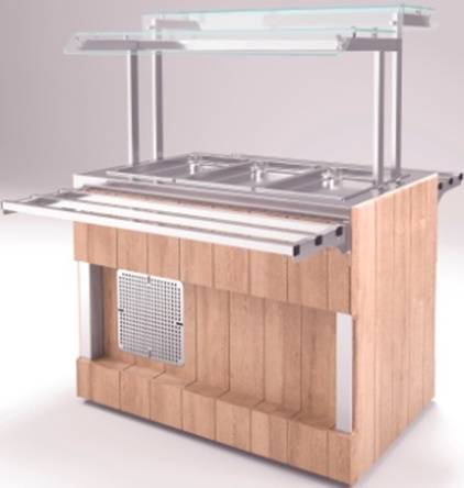 Прилавок холодильный Refettorio (шведский стол островной) RС41А нерж. столешница для 2хGN1/1