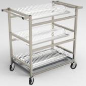 Тележка для сушки тарелок 3-х уровневая с поддоном 800*600*1100 (НЕРЖ), колеса 125мм