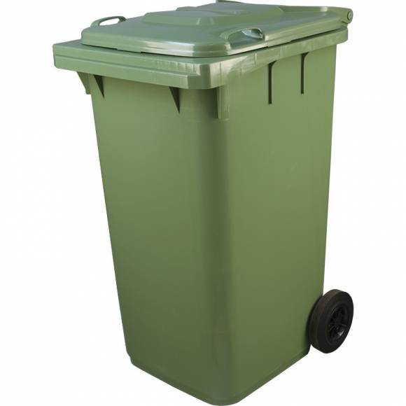 Бак для мусора 120 л зеленый, с крышкой, на колёсах 	МКТ 120.