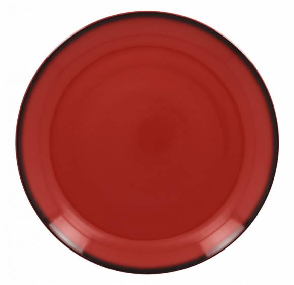 Тарелка плоская круглая 240мм RAK Porcelain Lea фарфор красный с каймой LENNPR24RD /12/