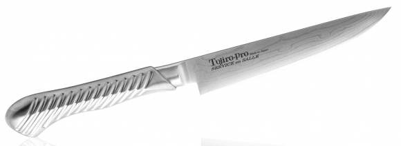 Нож для стейка Tojiro Service Knife 170мм сталь VG-10 37 слоев, рукоять сталь #9000 FD-707
