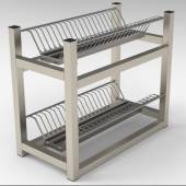 Полка для сушки тарелок 2-х уровневая 700*300*500 (НЕРЖ)