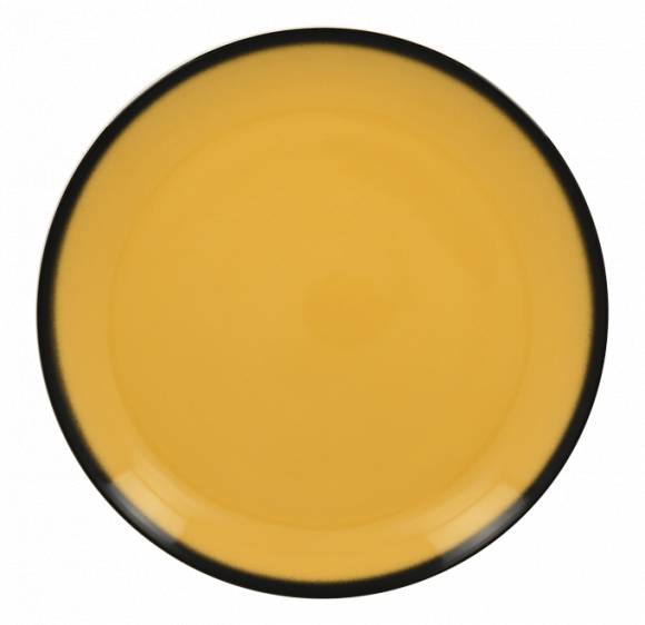 Тарелка плоская круглая 240мм RAK Porcelain Lea фарфор желтый с каймой LENNPR24NY /12/