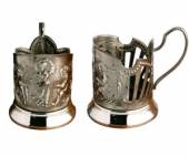 Подстаканник никелир. с чернью "Русские пляски" Кольчугцветмет Подстаканник никелир. с чернью "Русские пляски" Кольчугцветмет