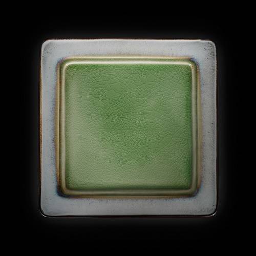 Тарелка квадратная260х260мм декоративная Corone Tesoro серый+зеленый HL479240green фк0414