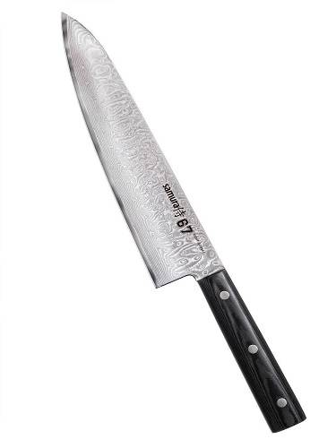 Нож кухонный Шеф 208мм Samura 67 дамасская сталь 67 слоев, микарта SD67-0085M/K