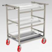 Тележка для сушки тарелок 3-х уровневая с поддоном 1100*600*1140 (НЕРЖ), колеса 160мм