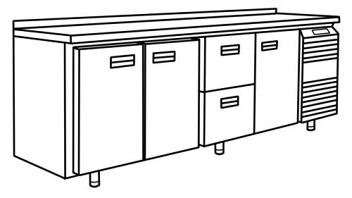Стол холодильный Финист СХС-600-3/2 динамика 3 двери GN2/3, 2 ящика под 3хGN1/6