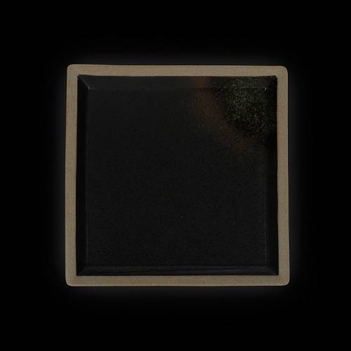Тарелка квадратная 210х210мм Corone Rustico черная с зеленым TYY16-331-3  фк1228