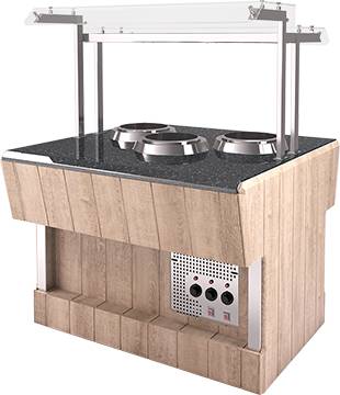 Мармит первых блюд Refettorio (шведский стол островной) RМ41SD каменная столешница, 2 супницы Мармит первых блюд Refettorio (шведский стол островной) RМ41SD каменная столешница, 2 супницы