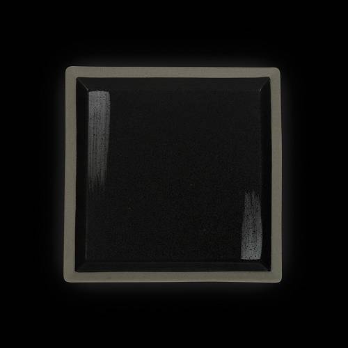 Тарелка квадратная 210х210мм Corone Rustico черная с белым TYY16-331-3  фк1235