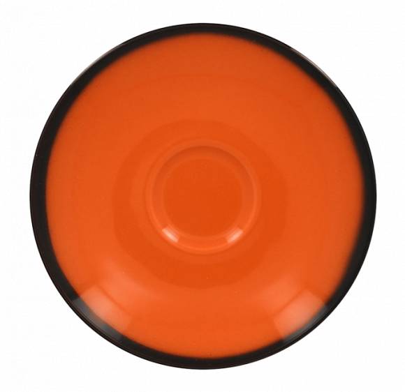 Блюдце 150мм для чашки кофейной RAK Porcelain Lea фарфор оранжевый с каймой LECLSA15OR /12/